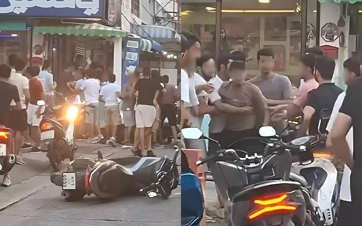 Skandal in pattaya kuwaitische strassenrennfahrer loesen massenschlaegerei aus video schockiert