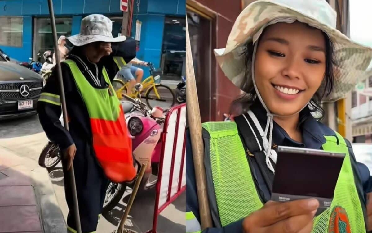 Strassenfegerin aus bangkok wird zum tiktok star russe macht sie weltberuehmt