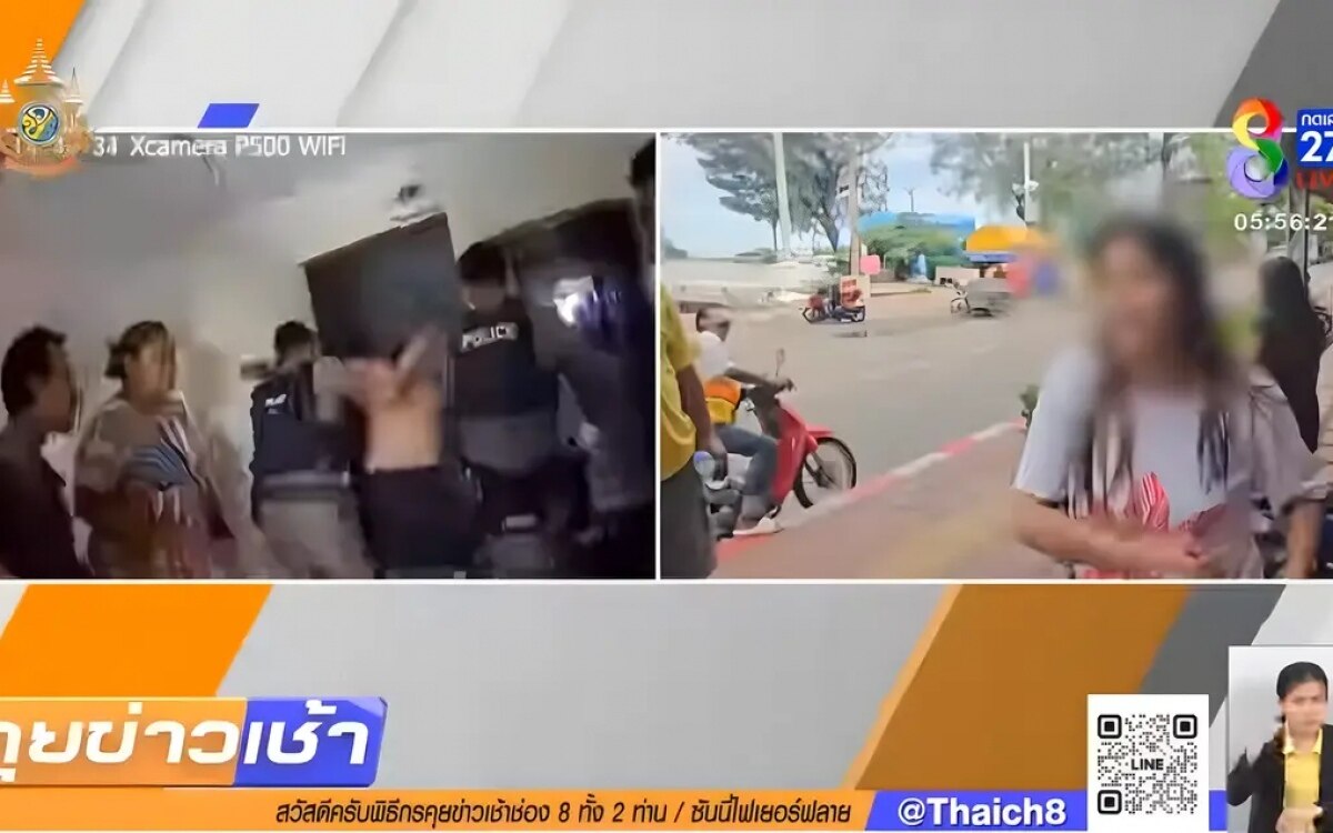 Thailaendische polizei stoppt wuetenden auslaender mit eisenstangen video