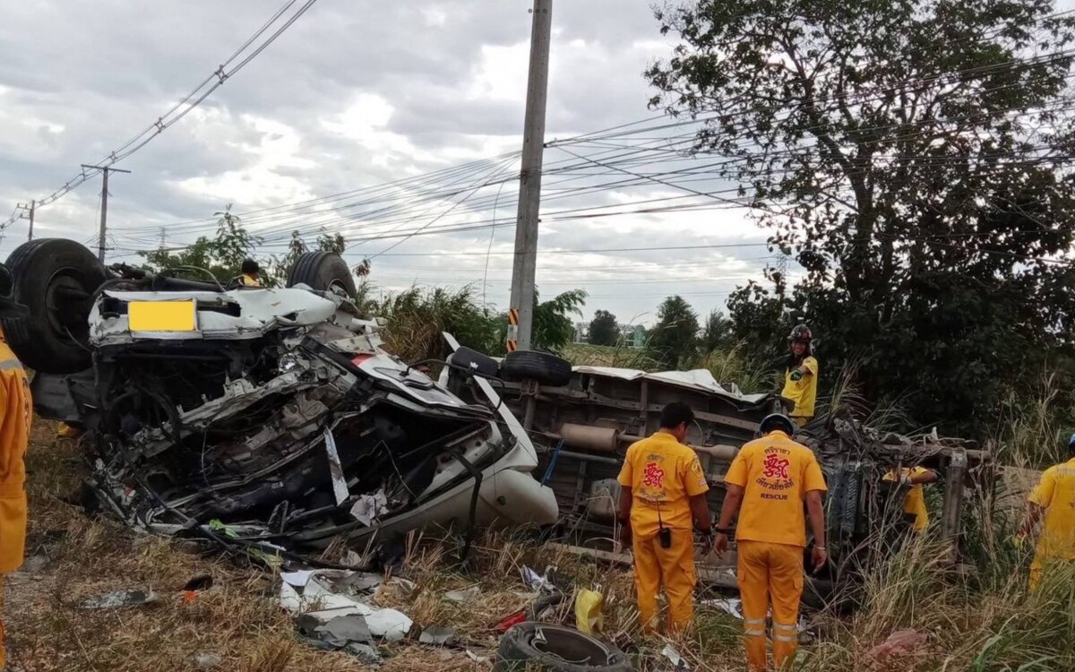 Toedlicher unfall in chonburi zwei menschenleben bei frontalkollision zwischen liefer und lastwagen