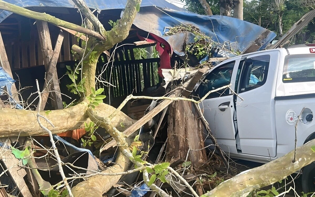 Tragischer unfall in rayong lieferfahrer stirbt als pickup truck in lebensmittelgeschaeft rast video