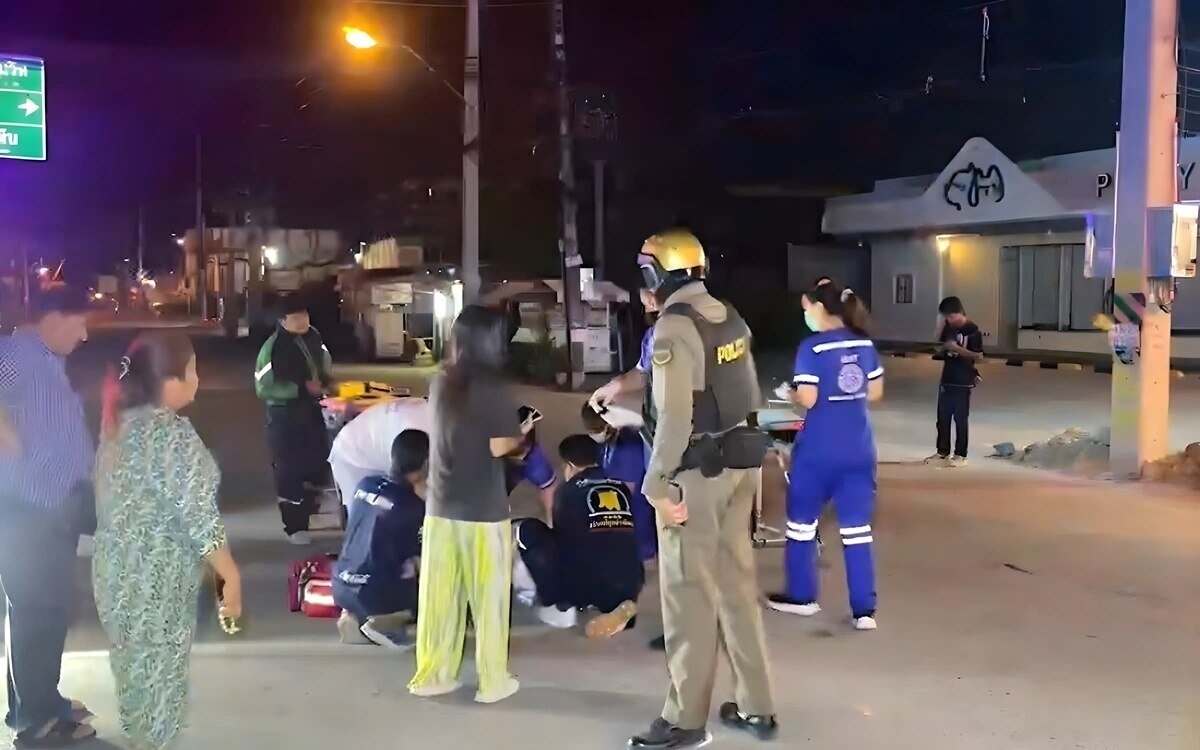 Unfall in pattaya junger mann springt aus auto und erleidet schwere kopfverletzungen