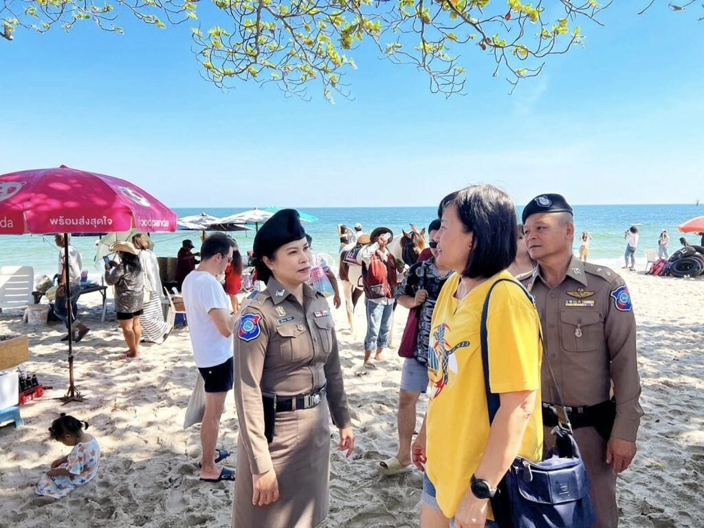 Hua Hin, Prachuap Khiri Khan ist während des Neujahrsfestes voll mit Touristen