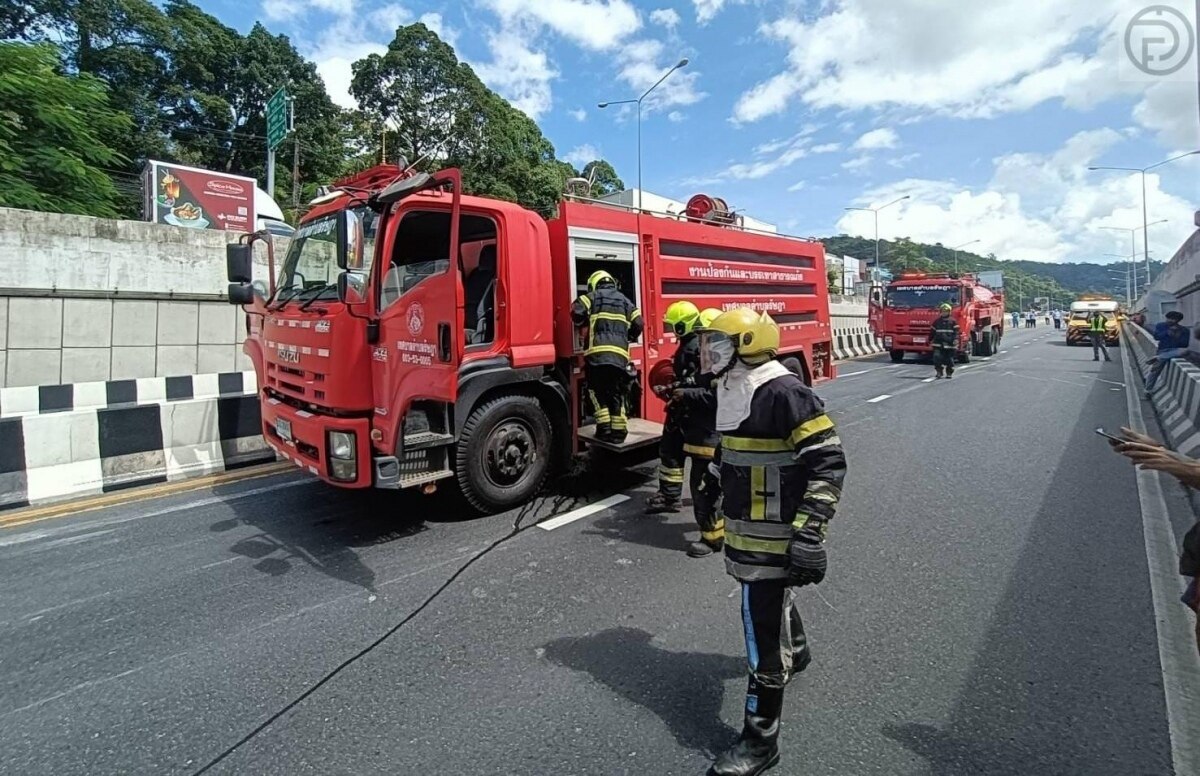 Hochexplosiv: Gasflaschen-Lastwagen kippt vor einer Unterführung in Phuket um (Video, Fotos)