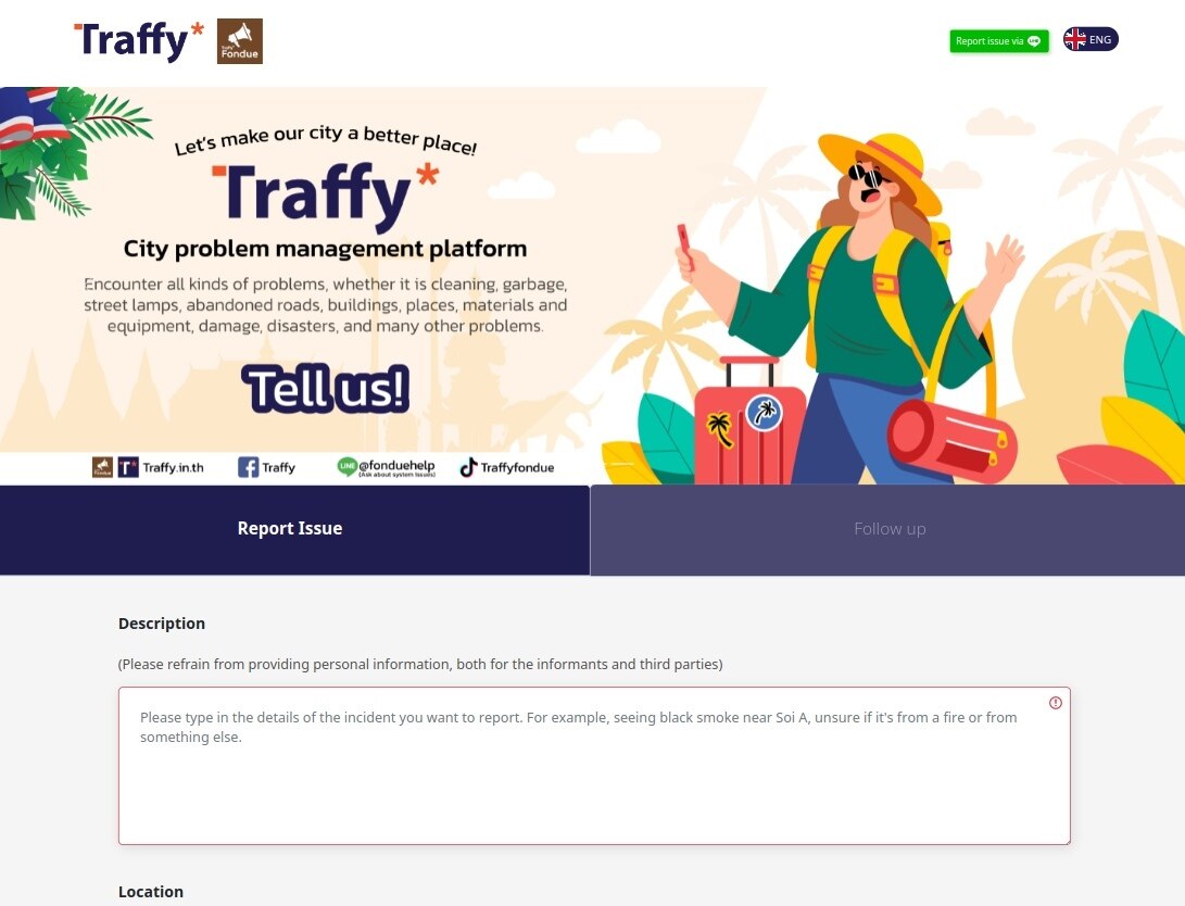 Traffy Fondue: Online Beschwerde-Formular für Touristen und Expats in Thailand