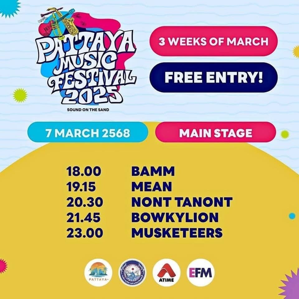 Pattaya Music Festival 2025: Ein musikalisches Highlight mit sechs Bühnen und Top-Acts im März - Liste aller Künstler