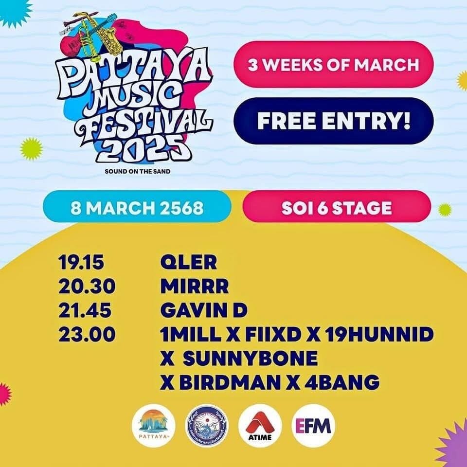 Pattaya Music Festival 2025: Ein musikalisches Highlight mit sechs Bühnen und Top-Acts im März - Liste aller Künstler